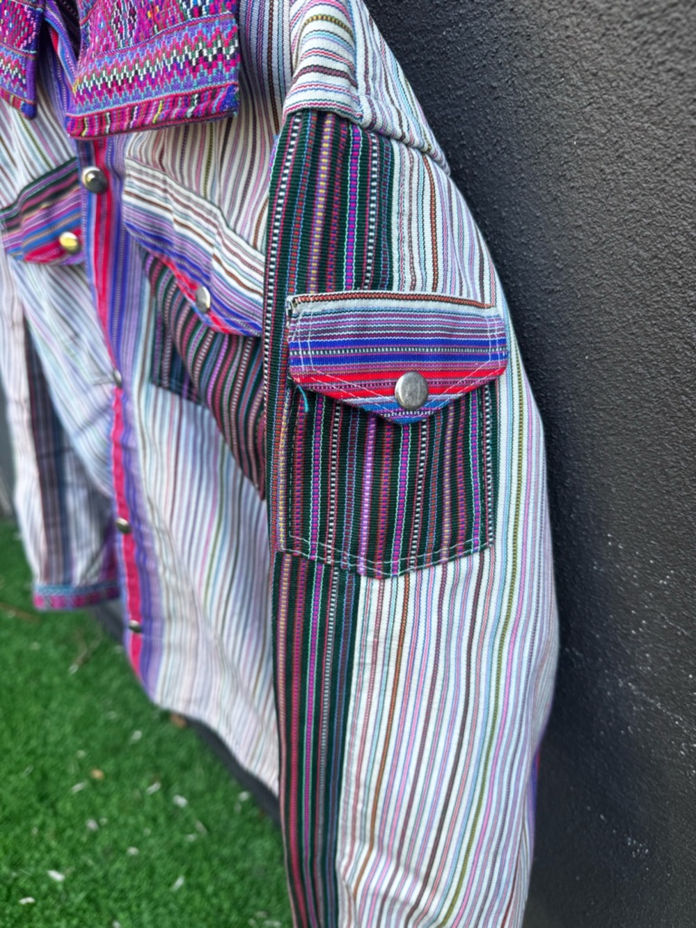 Vintage Guatemalan colorful striped jacket